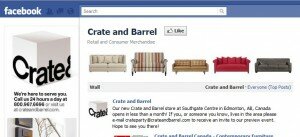 Crate and Barrel's Facebook page
