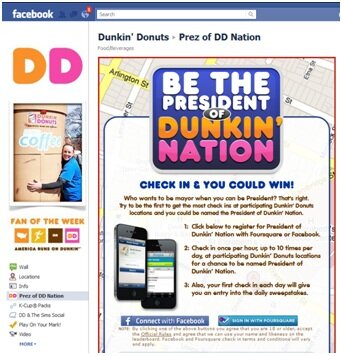 dd_foursquare_promo Dunkin' Donuts Facebook-Foursquare promotion example