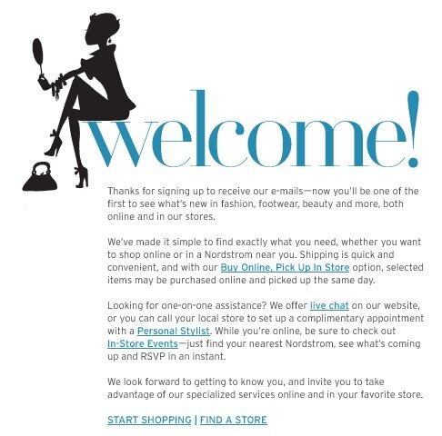 nordstrom_welcome_email Example of a welcome email from Nordstrom
