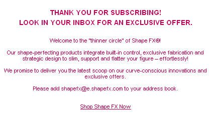 shapefx_email_signup_thankyou Example of thank you message for email signup from SHAPE FX