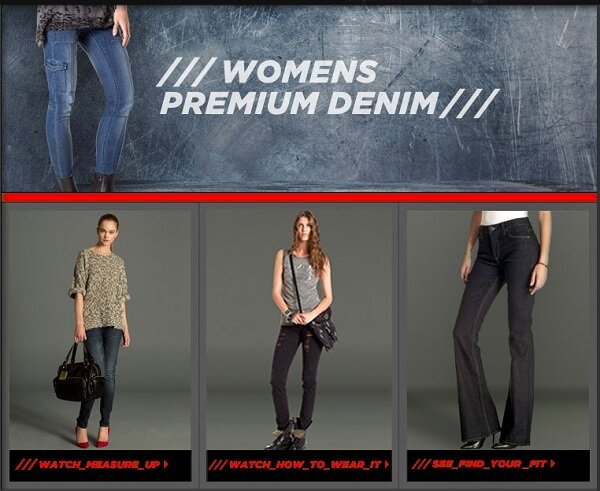 armani-jeansvideo-catpage Example from Armani Exchange of using video on category page