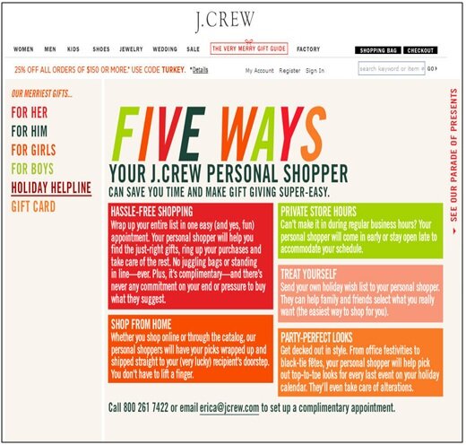 survey-jcrewservice Holiday example from J. Crew