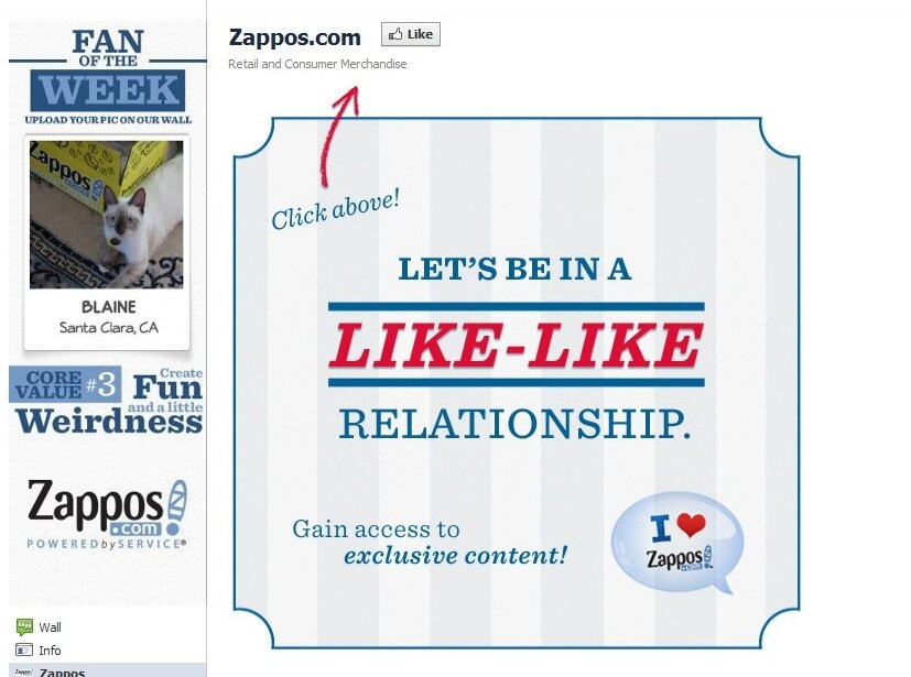 zappos_fb_like Zappos.com Facebook "like" campaign