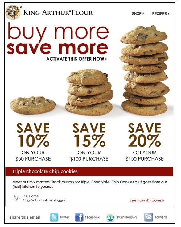 kaflour_buymoresavemore Example of 2010 holiday offer from King Arthur Flour