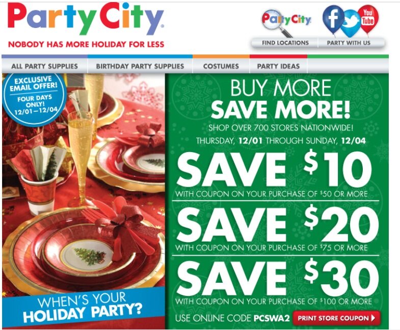 pcity_buymoresavemore Example of buy more, save more offer from Party City