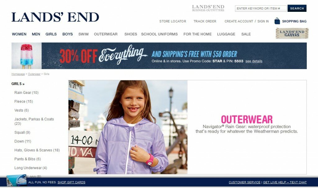 header_landsend Global site header and footer example from Lands' End