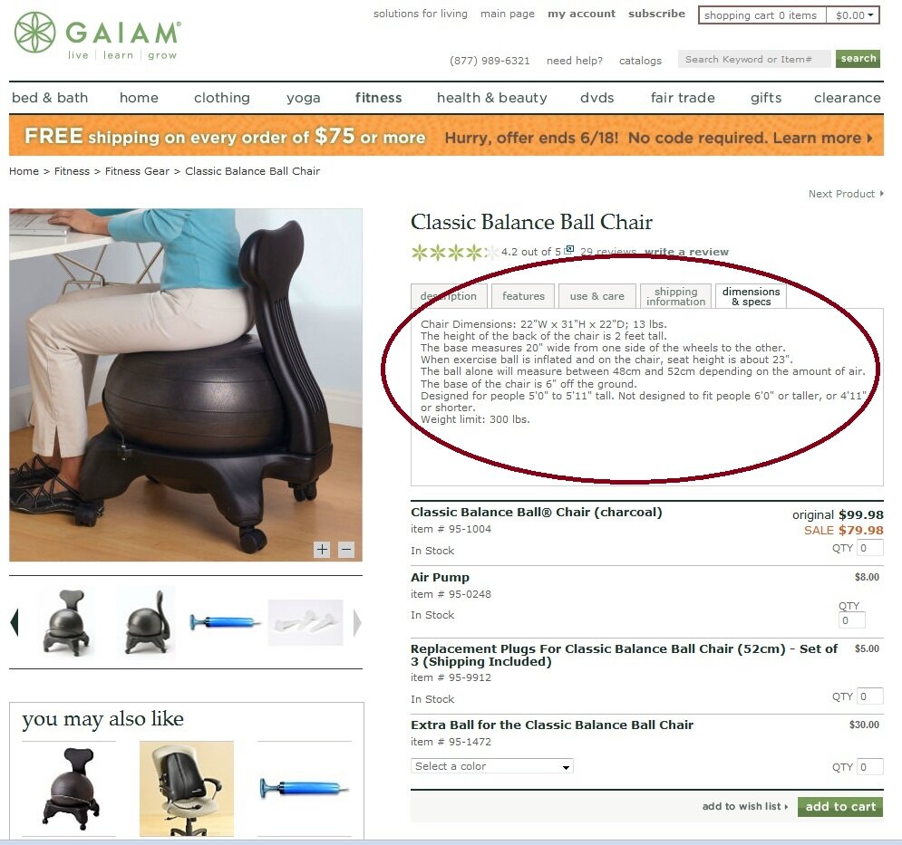 gaiam_cscontent_product Example of customer service content from Gaiam