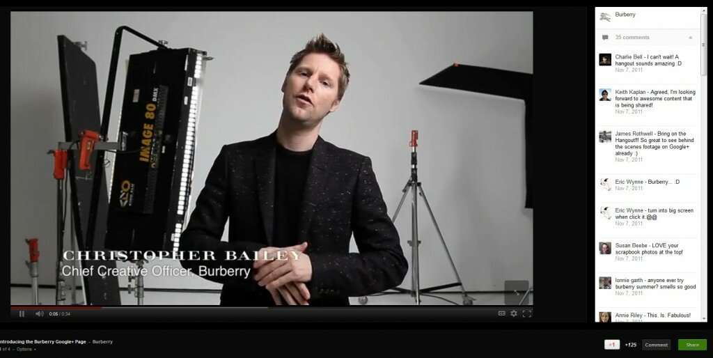 burberry_gplus Video example from Burberry