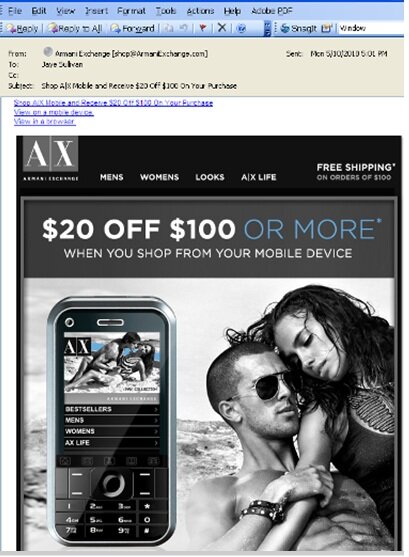 armani2_mobilepromo Mobile promotion example from Armani Exchange