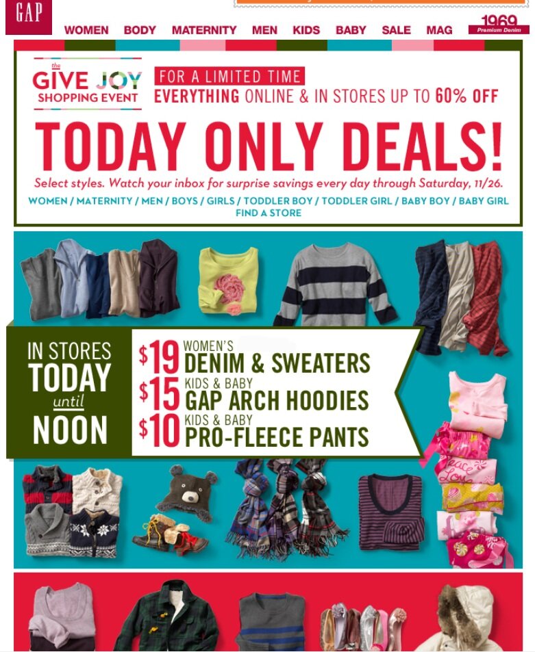 blackfriday_gap 2011 Black Friday and Thanksgiving weekend example from Gap