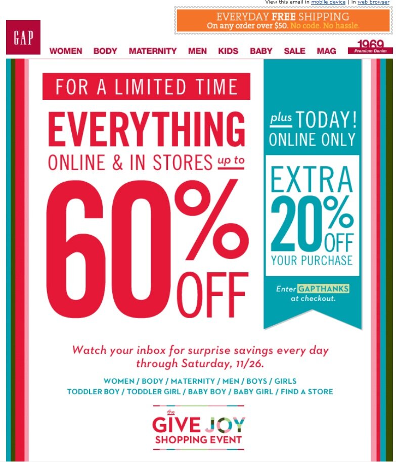 blackfriday_gap2 2011 Black Friday and Thanksgiving weekend example from Gap