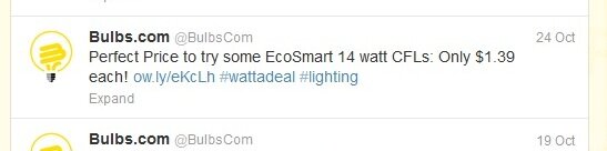 bulbs_twitdeals2 Social media example from Bulbs.com