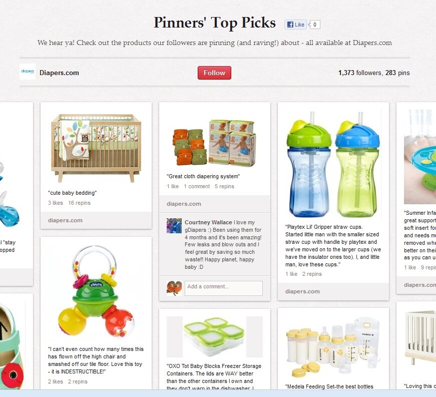 pinterest_diapers Social media example from Diapers.com