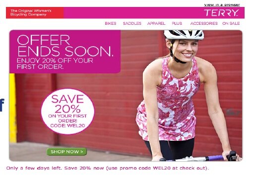 Welcome email example from Terry