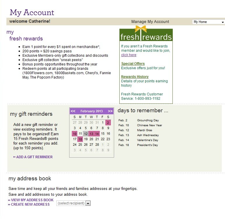 Facebook login example from 1-800-Flowers