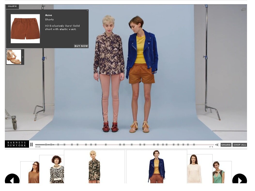 Shoppable video example from Barney's