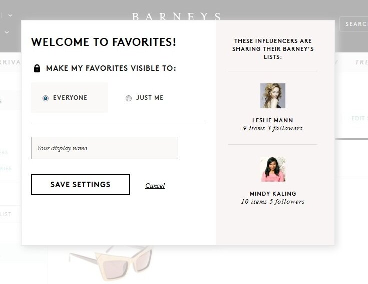 Social login example from Barney's
