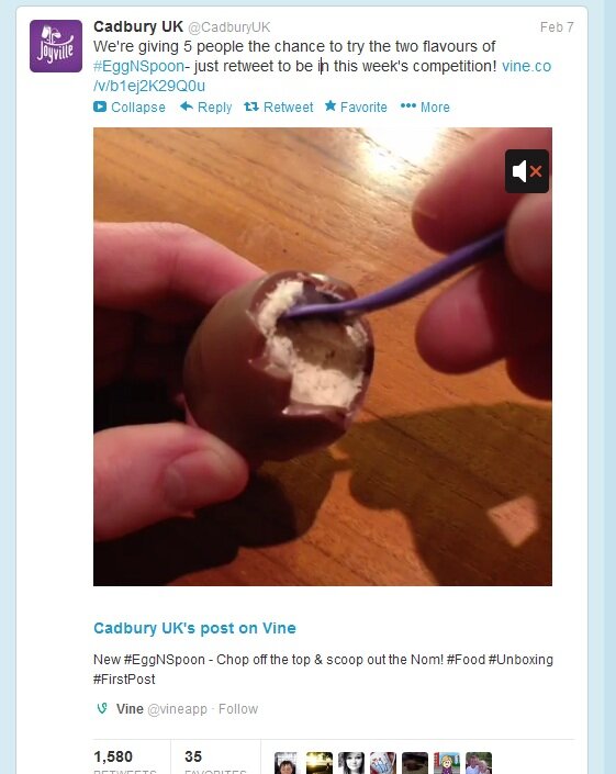 Vine example from Cadbury