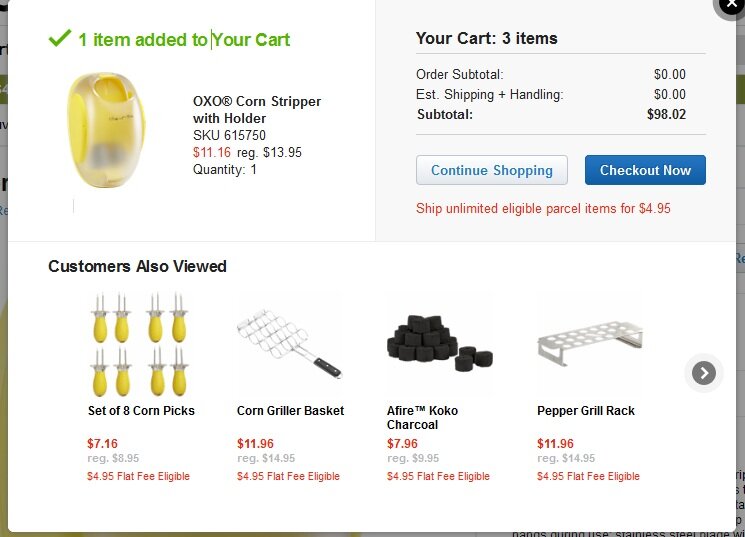 Add to cart example from Crate & Barrel