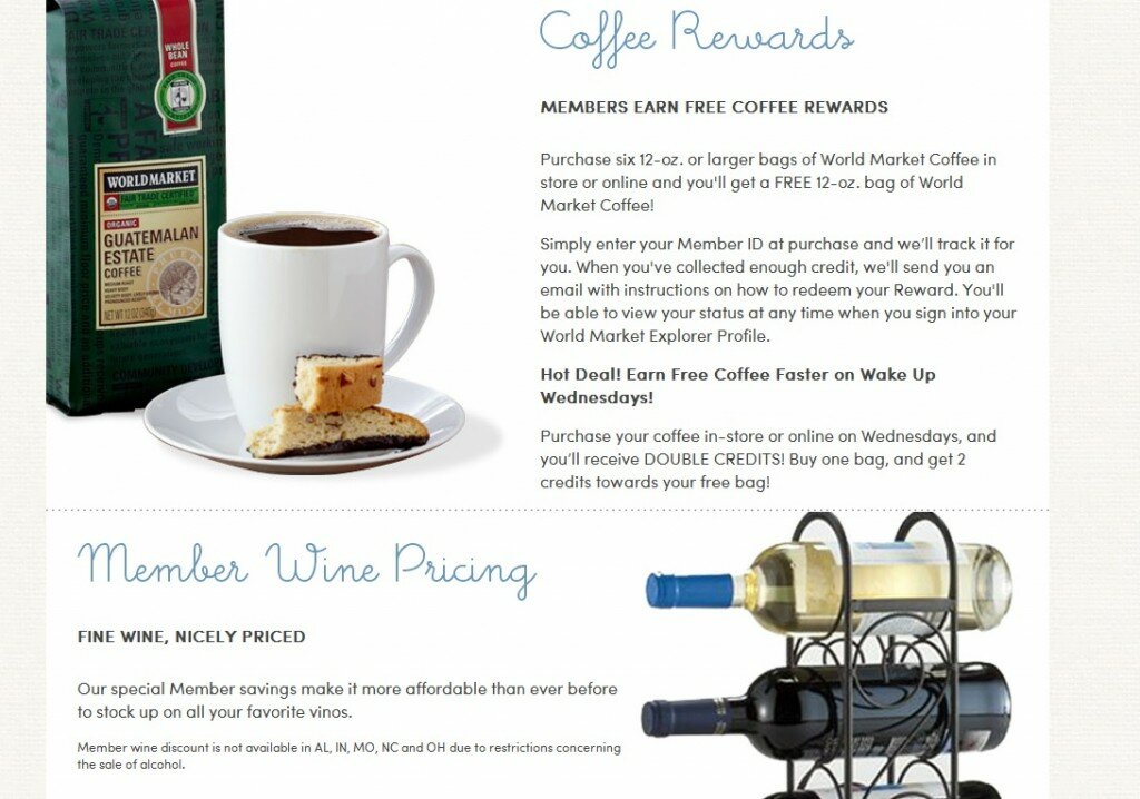 Loyalty club perks from World Market